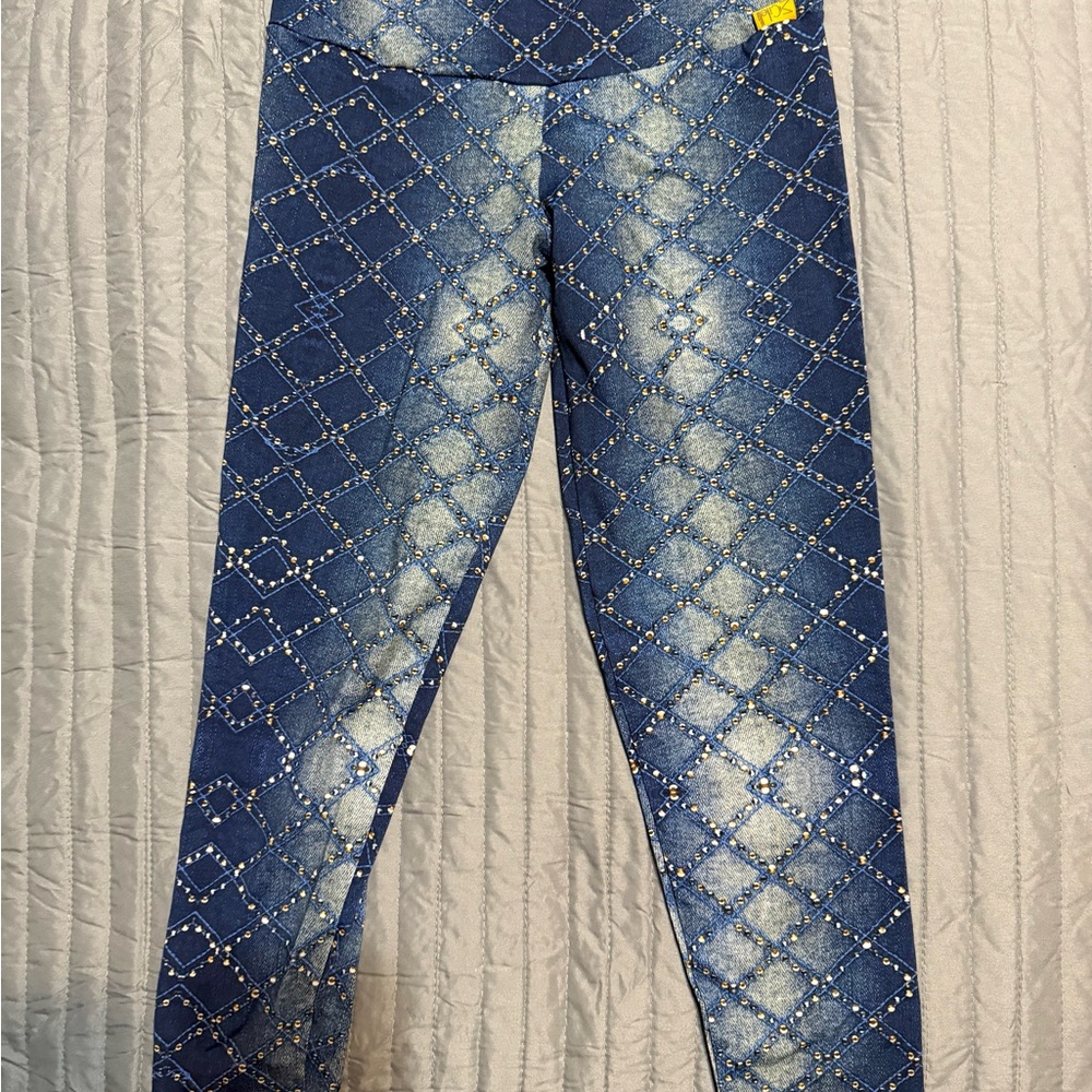 Maristella Citelli Women's Blue Jean patterned Capri leggings